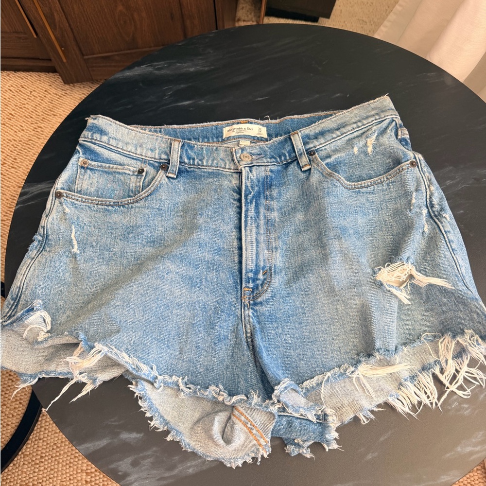 Abercrombie & Fitch Light Blue Distressed Denim Jean Shorts